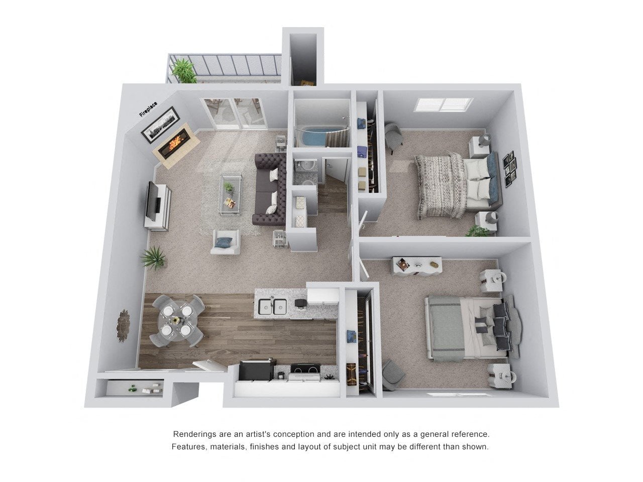 B1: 2 Bed 1 Bath floor plan